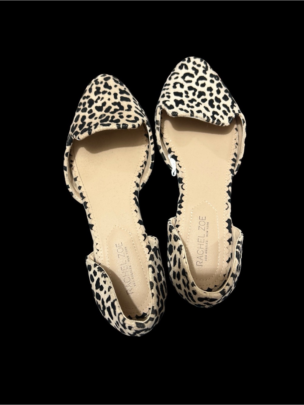 Rachel Zoe Leopard-Print Pointed D'Orsay Flats in Beige and Black